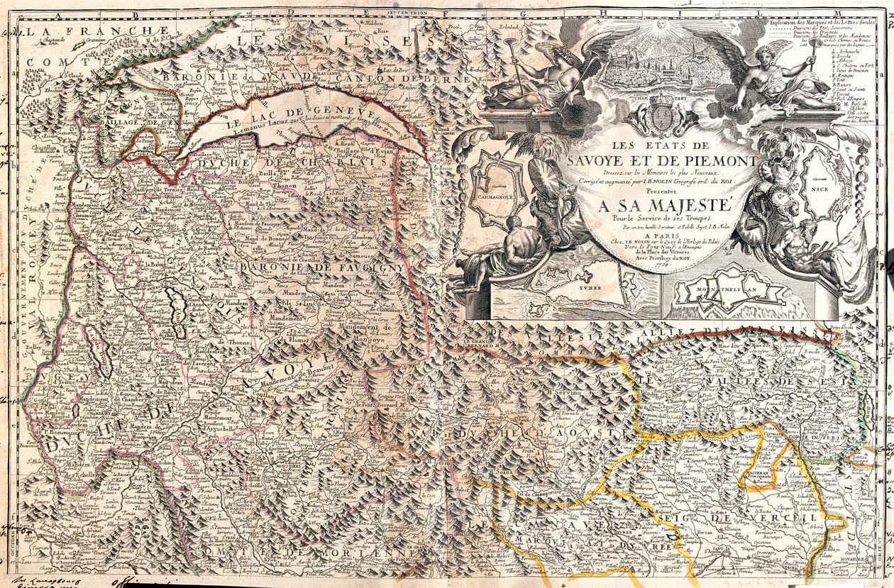 Suíça (Cantão: Vaud, Valais), Itália (Região: Vale de Aosta, Piemonte), França (Região: Franche-Comté, Rhône-Alpes) de Jean Baptiste Nolin