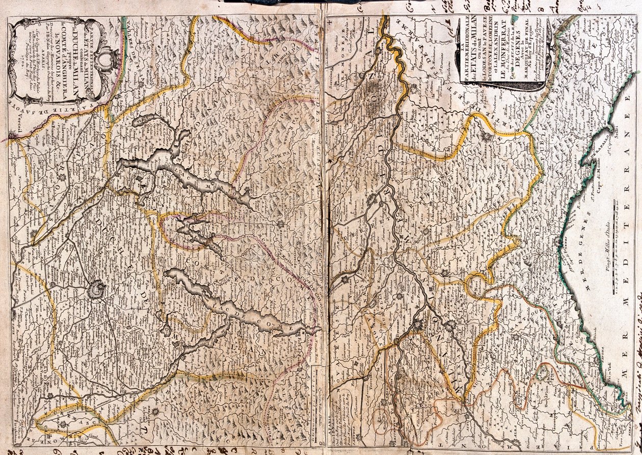 a) Itália (Região: Piemonte oriental, Lombardia meridional, Emili-Romagna ocidental, Ligúria centro-oriental) b) Suíça (Cantão: Ticino), Itália (Região: Piemonte oriental, Lombardia) de Jean Baptiste Nolin