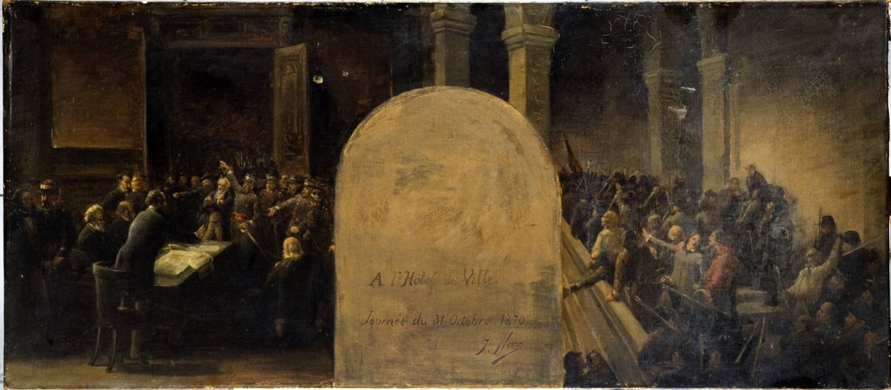 Esboço para o gabinete do prefeito do Hôtel de Ville de Paris: A invasão do Hôtel de Ville pelos batalhões de Belleville de Jean Baptiste Noro