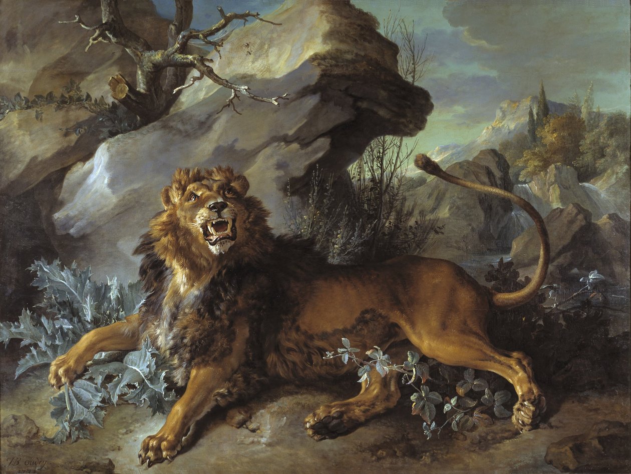 O leão e a mosca de Jean-Baptiste Oudry