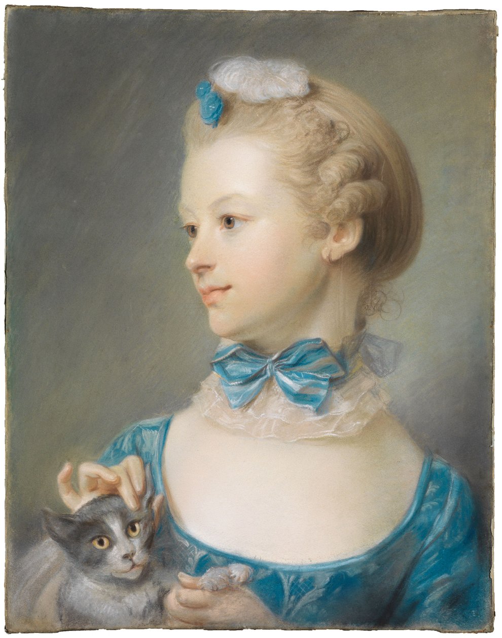 Rapariga com gato de Jean-Baptiste Perronneau