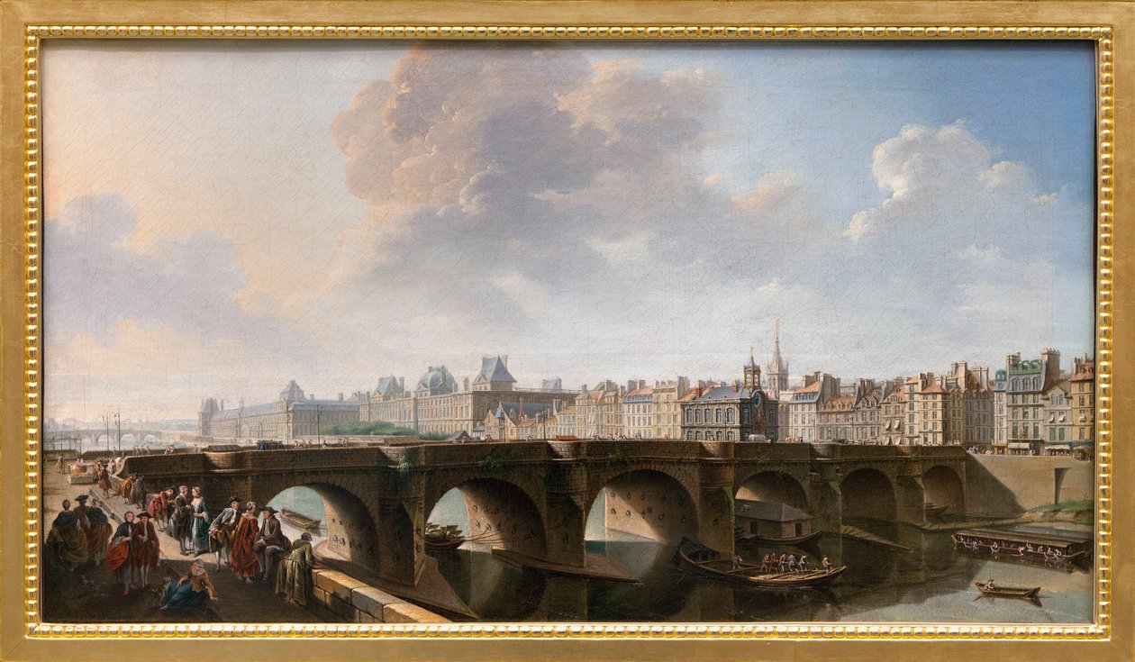 A ponte Pont Neuf (New Bridge) sobre o rio Sena em Paris, França de Jean Baptiste Raguenet