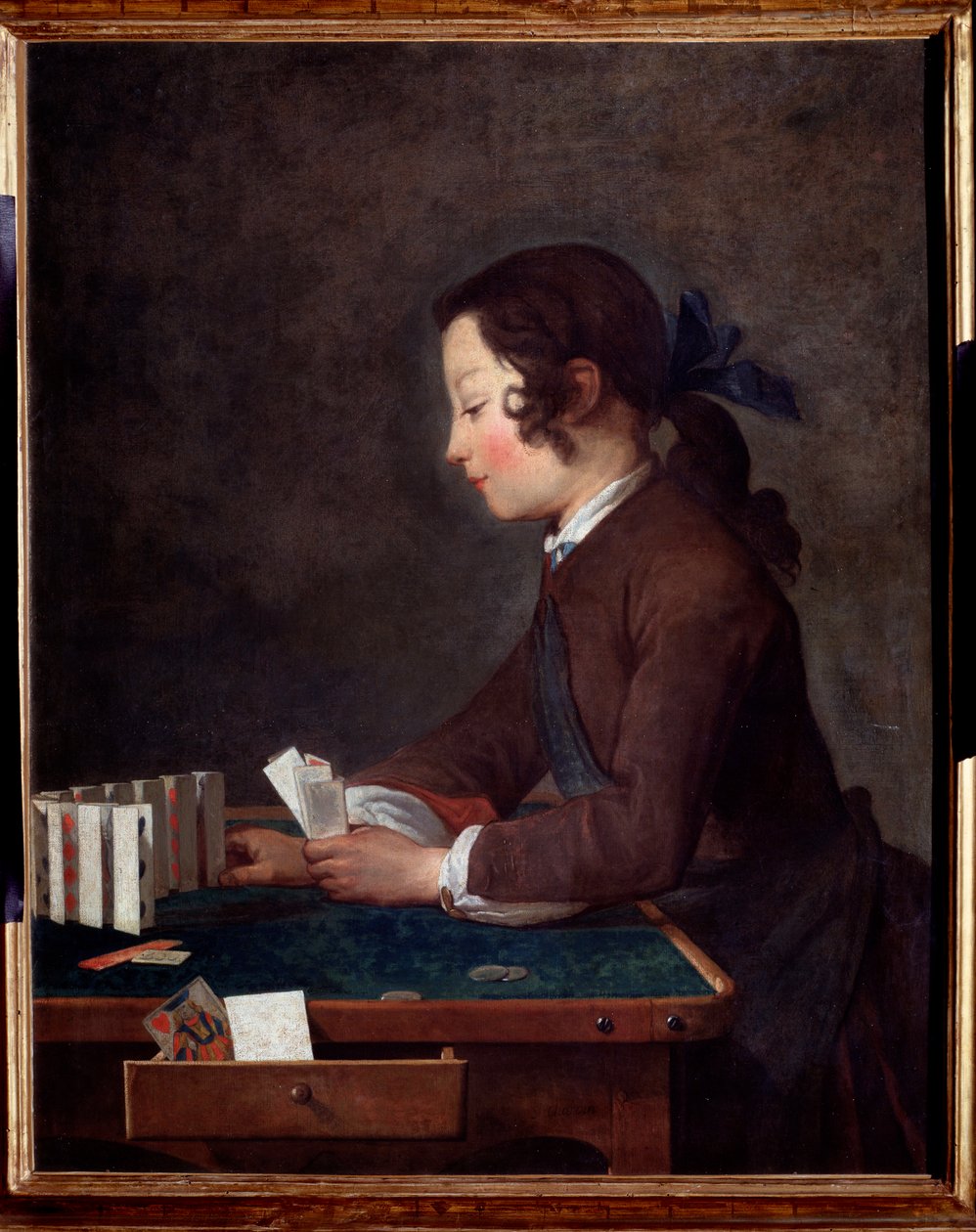 Um menino jogando cartas Pintura de Jean Baptiste de Jean Baptiste Simeon Chardin