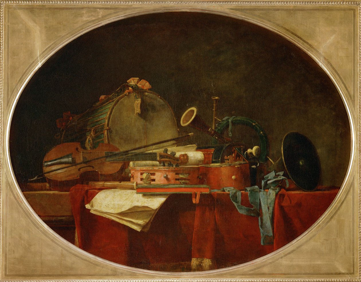 Les attributs de la music civile - Os atributos da música civil, supraporte para o Chateau de Bellevue ... de Jean Baptiste Simeon Chardin