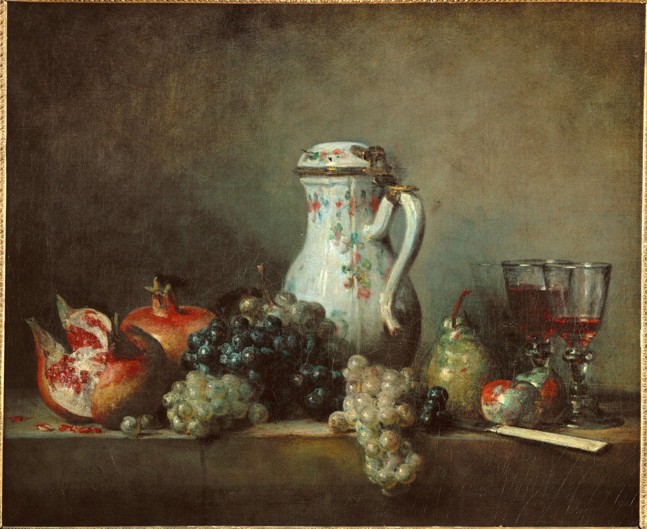 Uvas e romãs - passas e pomadas ... de Jean-Baptiste Simeon Chardin
