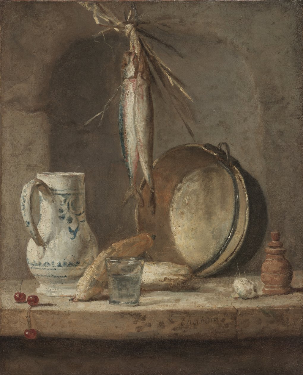 Natureza-Morta com Arenques, c.1735 (óleo sobre tela) de Jean Baptiste Simeon Chardin