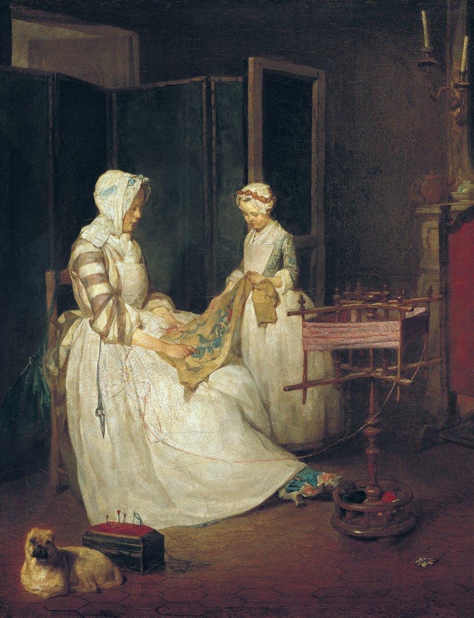 The Diligent Mother, c.1740 (óleo sobre tela) de Jean Baptiste Simeon Chardin