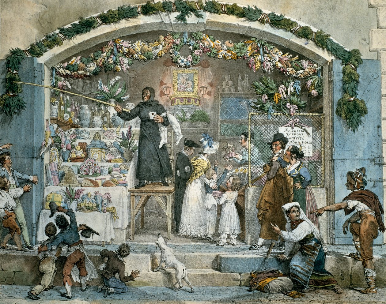Befana em Roma, impressão de Jean-Baptiste Thomas (1791-1834), de Jean Baptiste Thomas