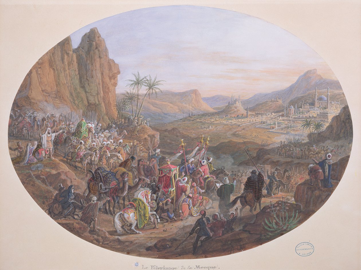 Projeto para um conjunto de placas representando "A Peregrinação a Meca", para a Fabricação de Sevres, c.1839-40 de Jean Charles Develly