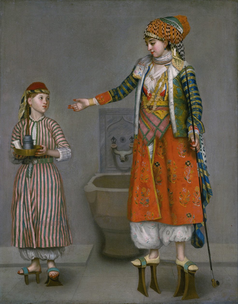 Uma senhora em trajes turcos e seu criado de Jean-Étienne Liotard
