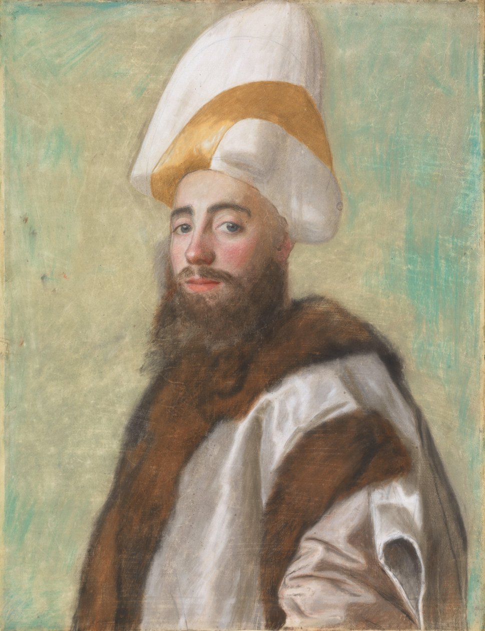 Retrato de um Grande Vizir, ou de um europeu vestido como tal, c.1741 (pastel sobre pergaminho) de Jean Étienne Liotard