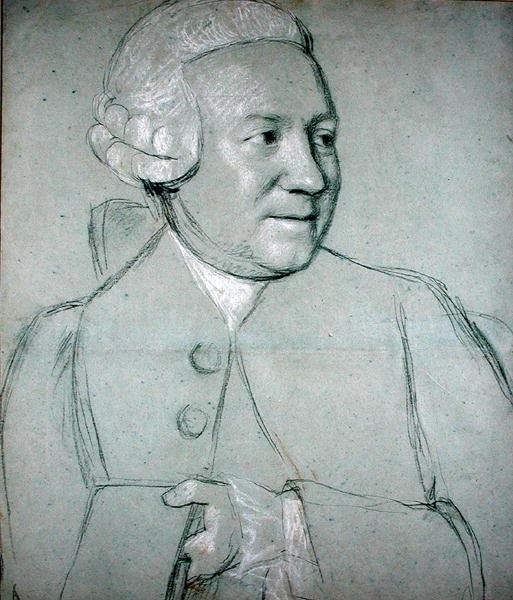 Retrato de um homem segurando um livro (giz preto, branco e vermelho sobre papel) de Jean Étienne Liotard