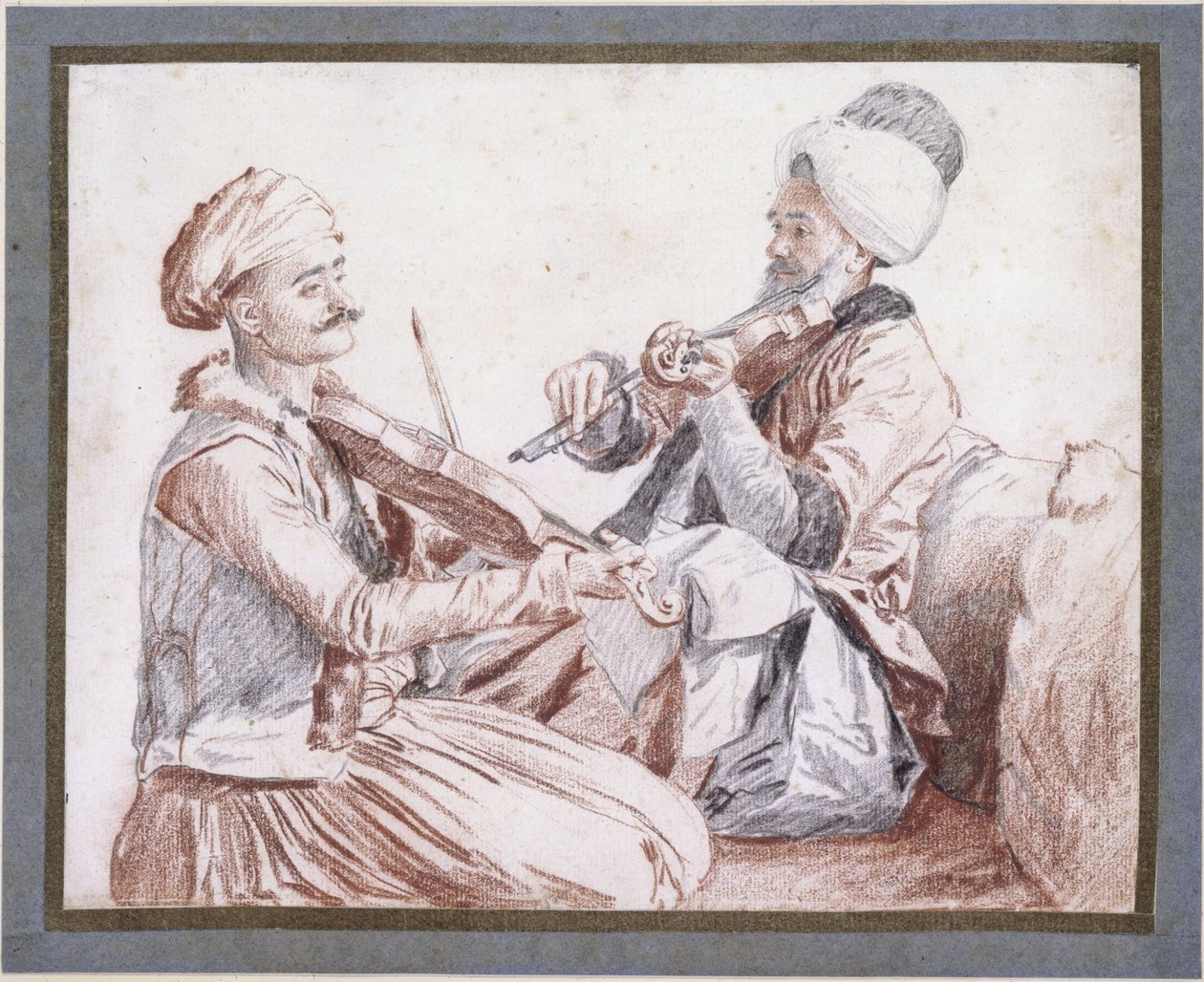 Dois músicos turcos com violinos de Jean-Étienne Liotard