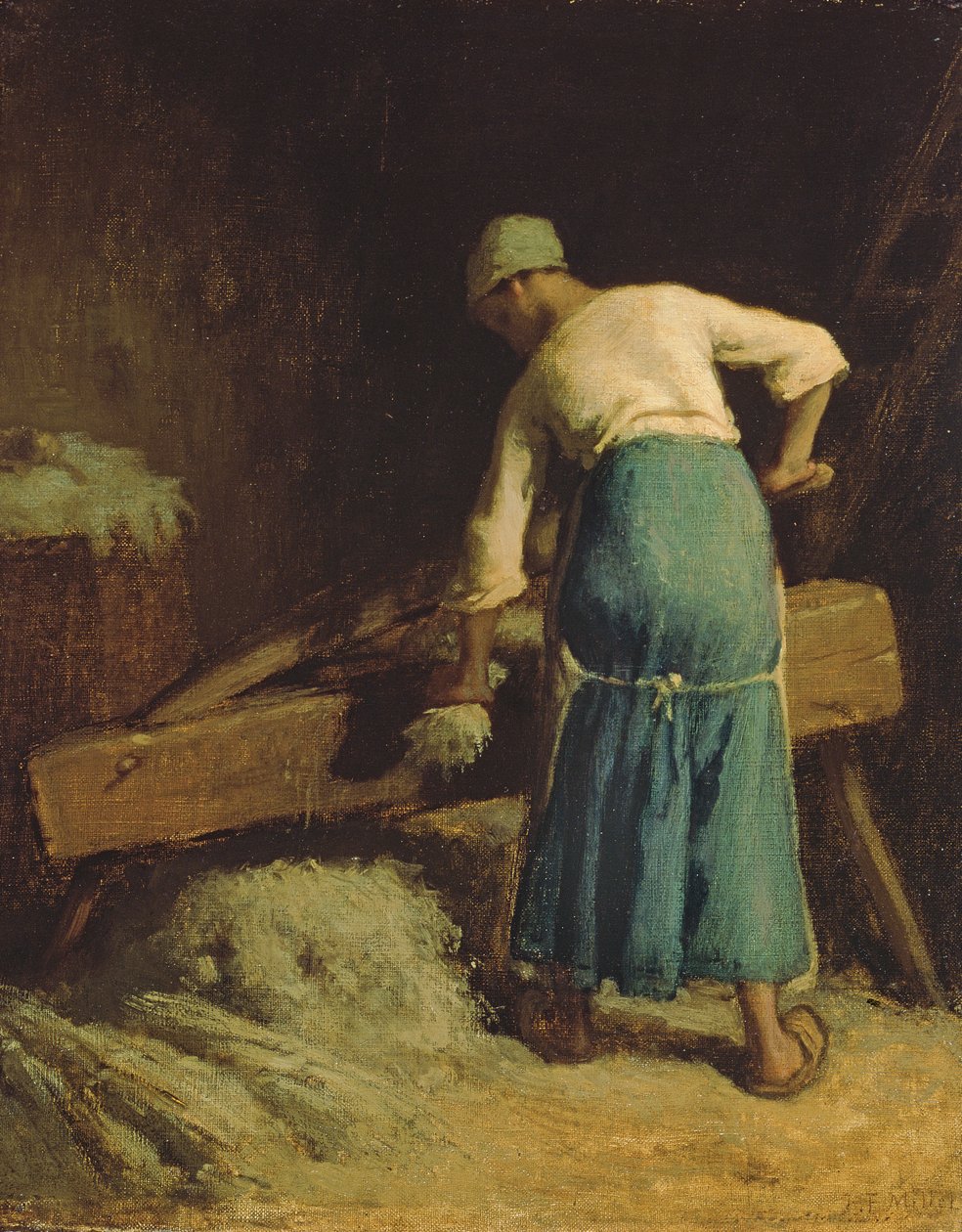 Quebrando Linho, c.1850-51 de Jean Francois Millet