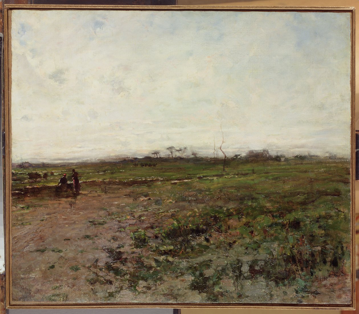 Paisagem, camponês, mulher, cedo, 1870s de Jean Francois Millet