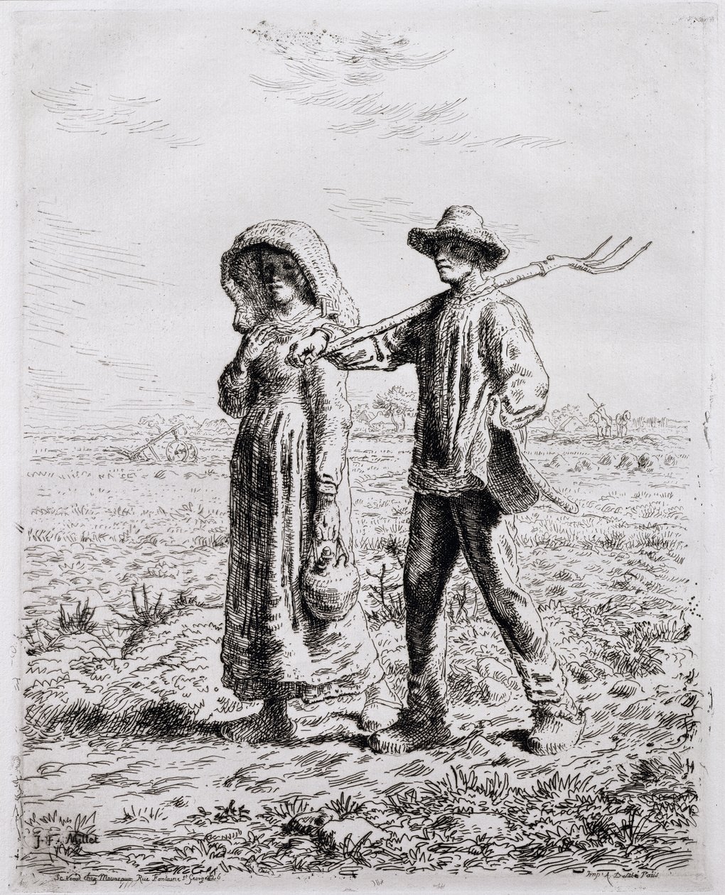 Partindo para o trabalho, 1863 de Jean Francois Millet