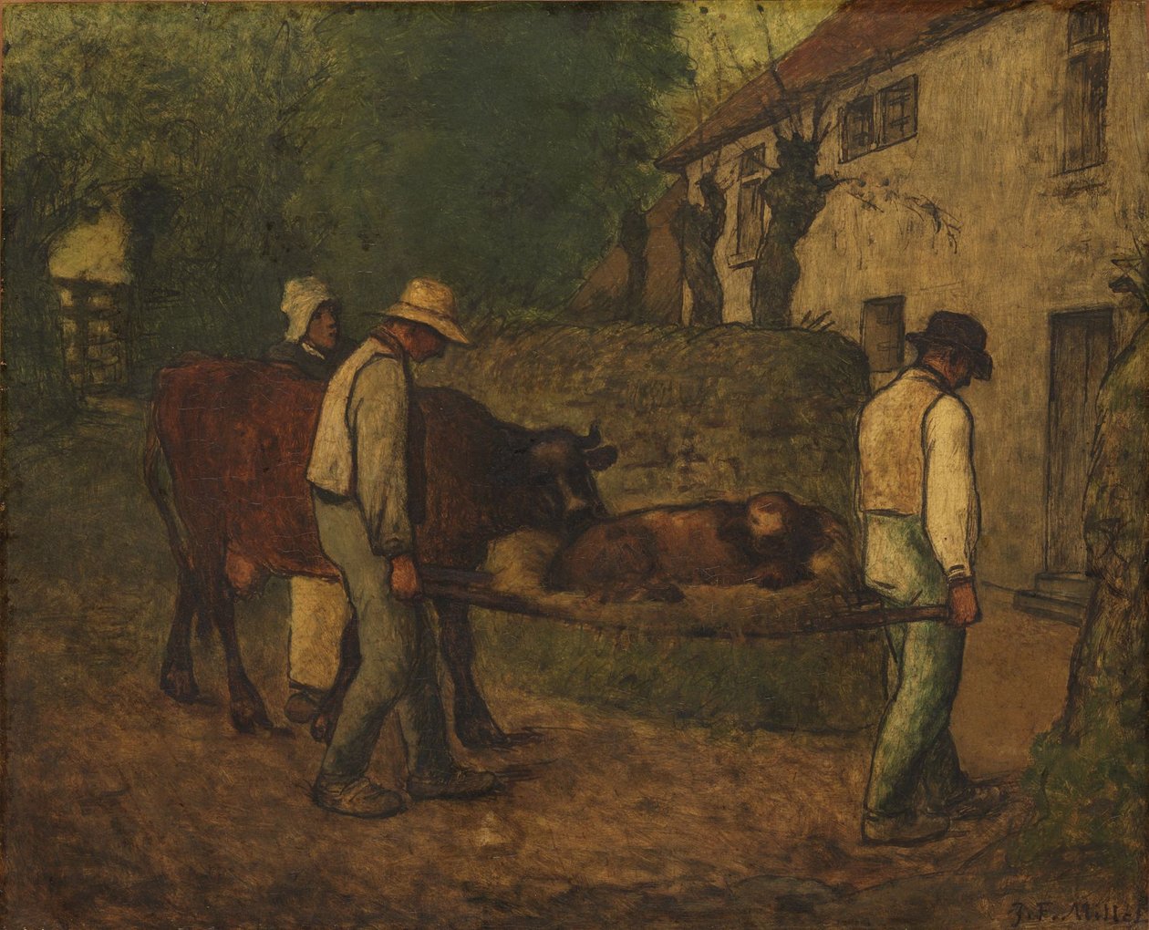 Levar para casa o vitelo nascido nos campos de Jean-Francois Millet