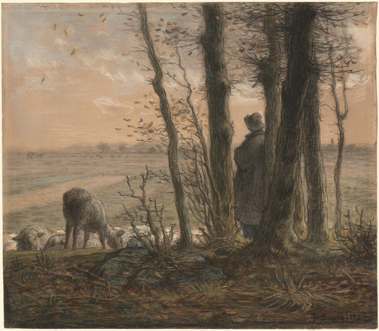 Folhas que caem de Jean-Francois Millet