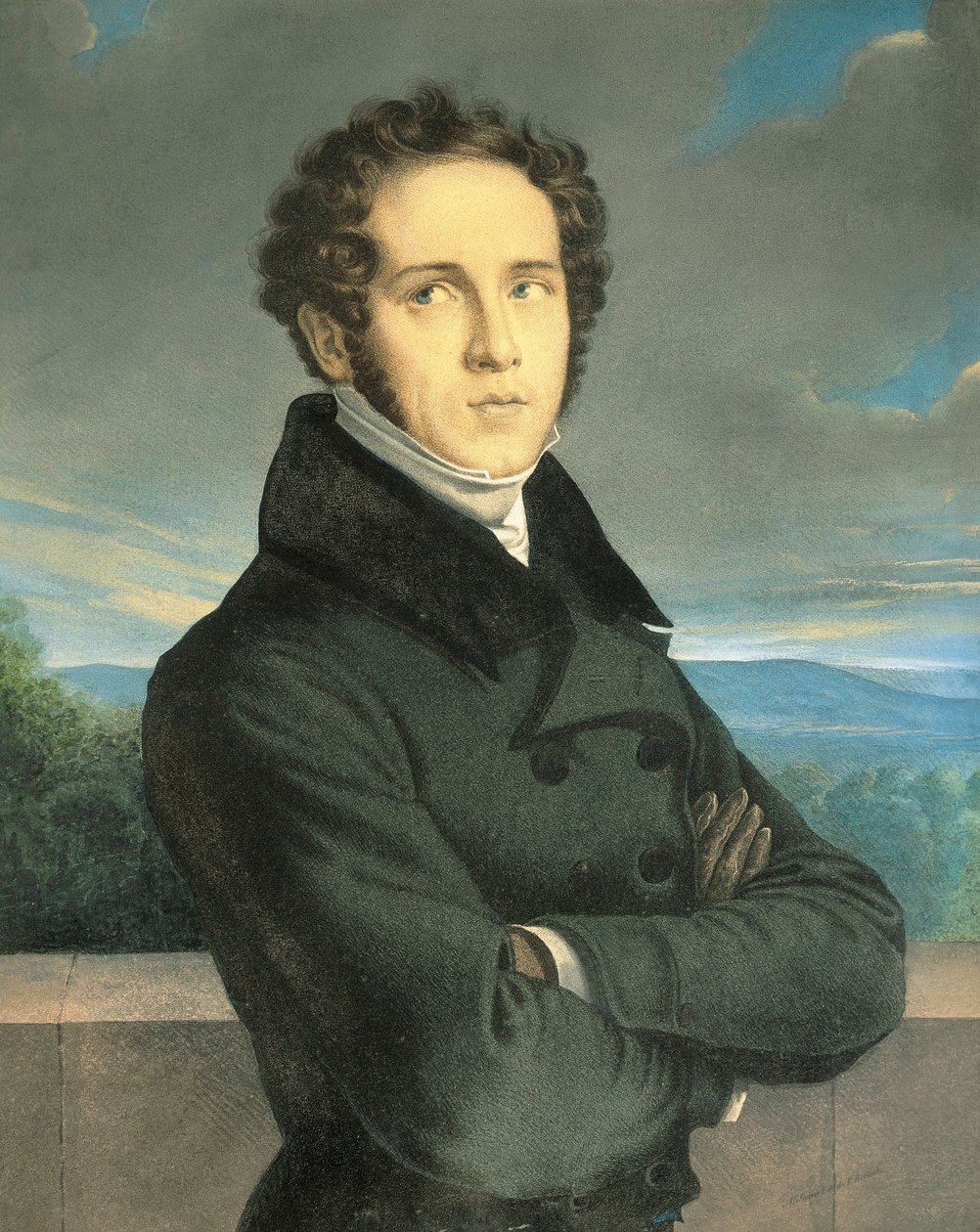 Itália, Milão, Retrato do compositor de ópera italiano Vincenzo Bellini (1801 - 1835) de Jean Francois Millet