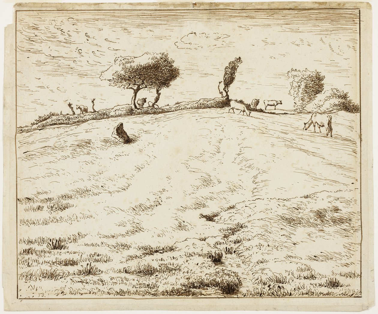 Paisagem - Encosta em Gruchy, Normandia de Jean Francois Millet