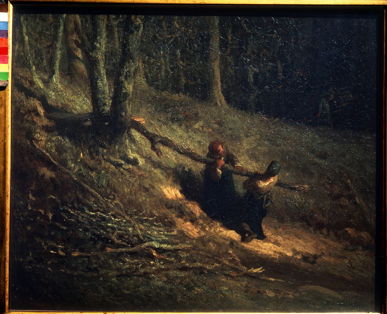 Os Charbonnieres. Camponesas com mato. Pintura de Jean François Millet (Jean-François de Jean Francois Millet