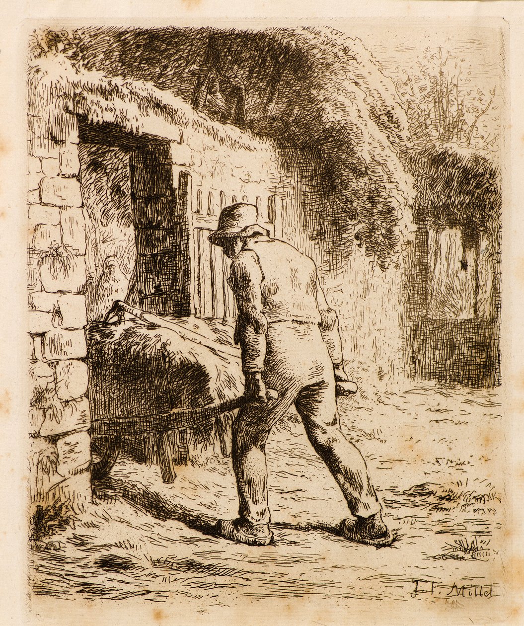 Homem com carrinho de mão de Jean Francois Millet