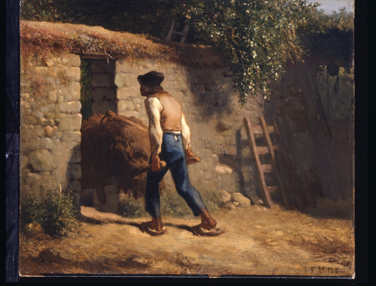 Camponês com um carrinho de mão (óleo sobre tela) de Jean Francois Millet
