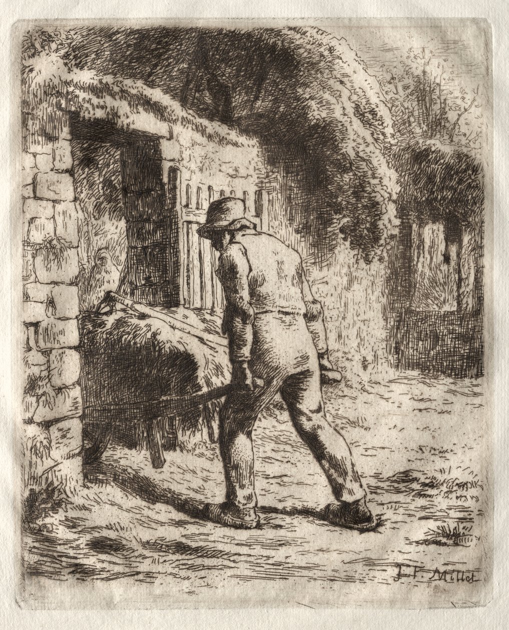 Camponês com um carrinho de mão de Jean-Francois Millet