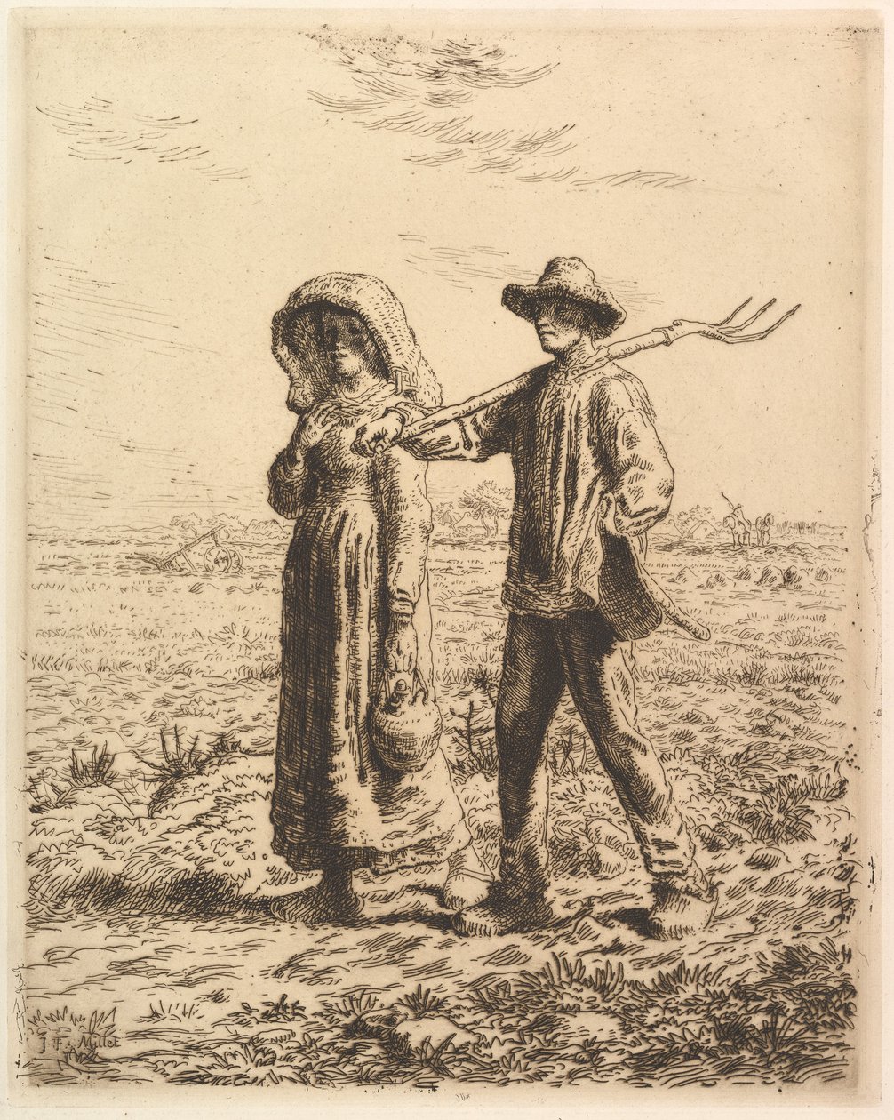 Camponeses a caminho do trabalho de Jean-Francois Millet