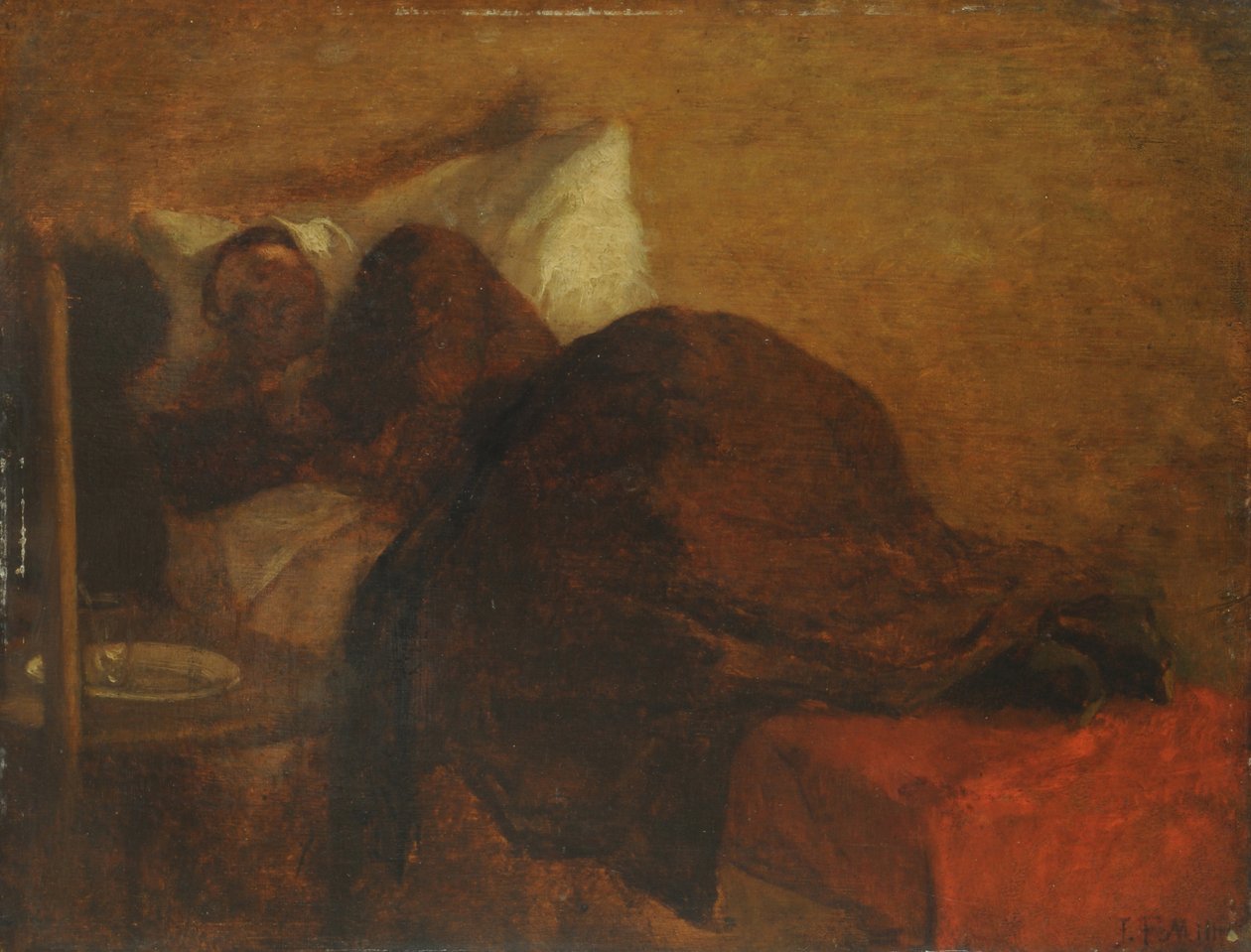 A Mulher do Artista (óleo no painel) de Jean Francois Millet