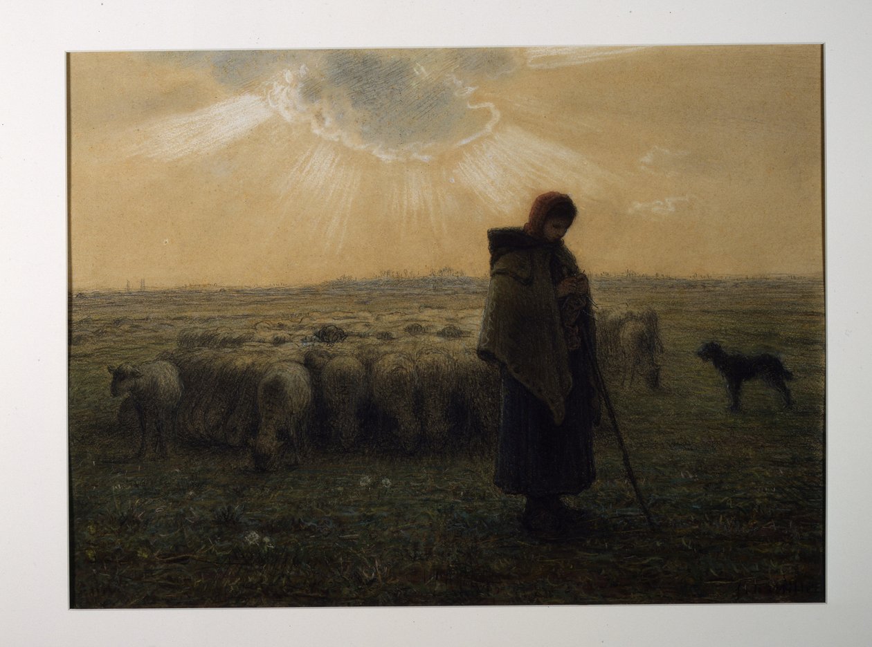 A pastora e o seu rebanho de Jean-Francois Millet