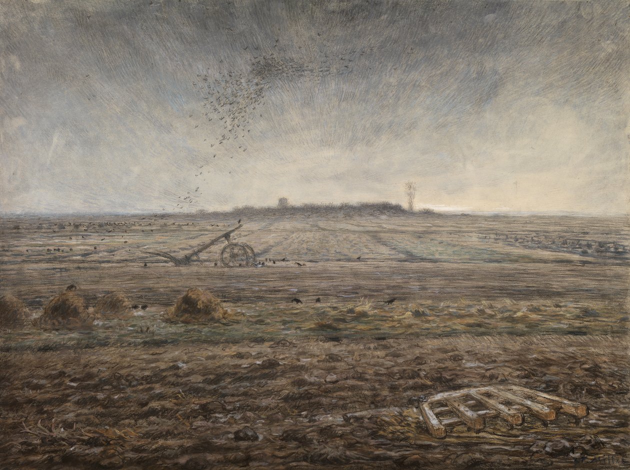 inverno, Planície de Chailly, c.1862-66 (pastel sobre papel) de Jean Francois Millet