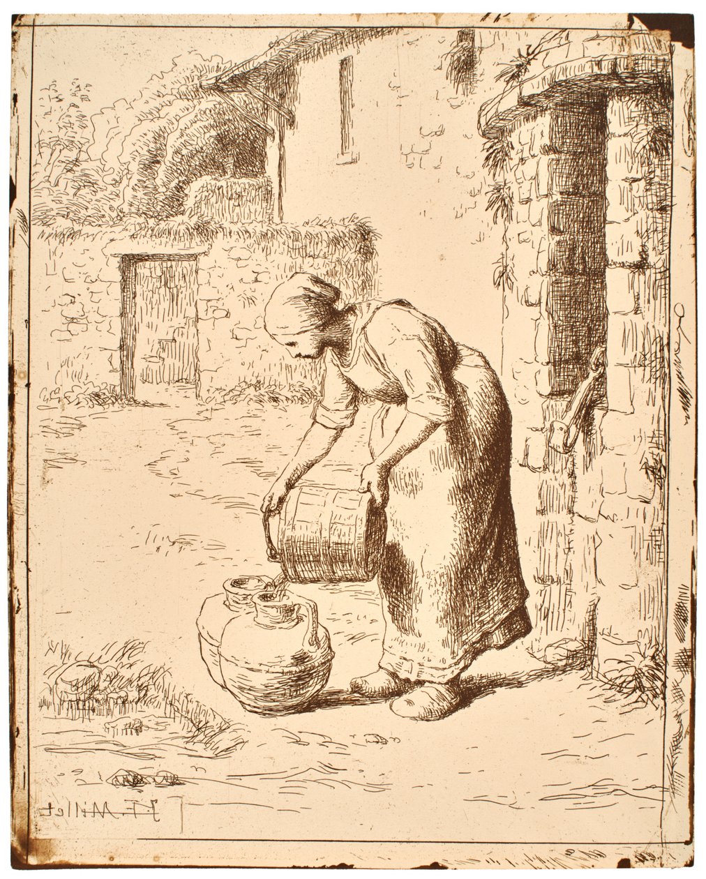 Frau leert einen Eimer de Jean-Francois Millet