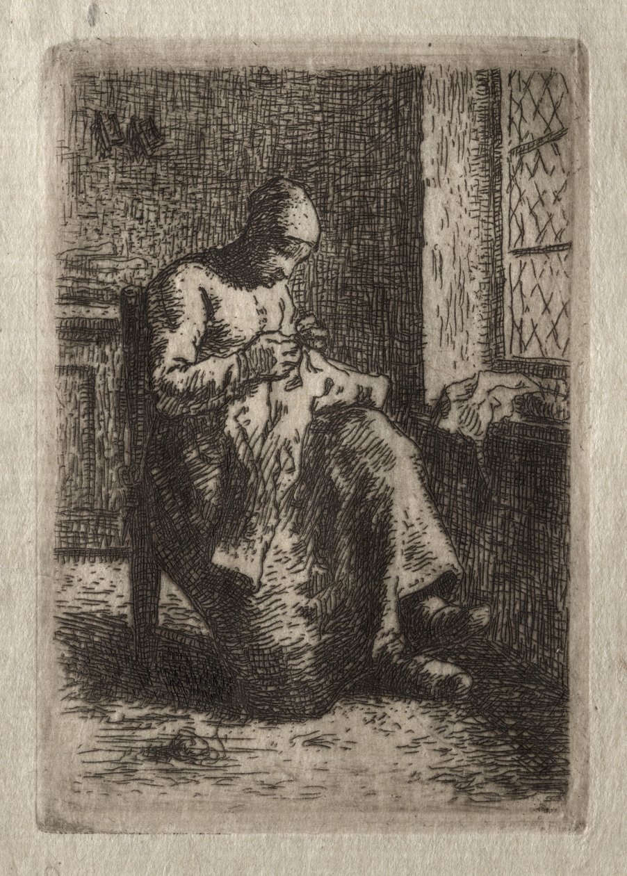Mulher Costurando de Jean-Francois Millet