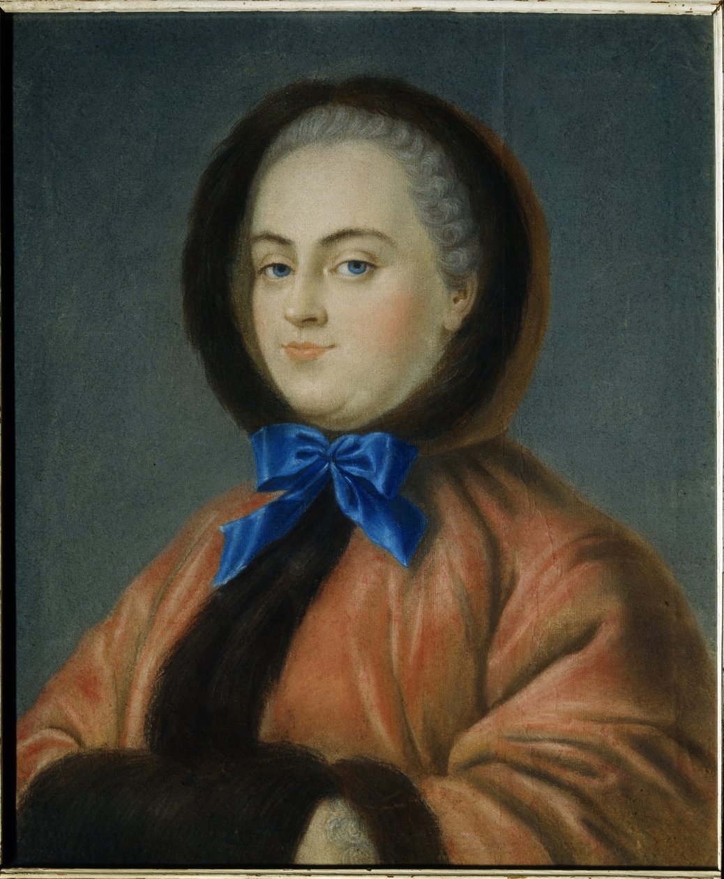 Inverno. Retrato da Princesa Daria Alexeyevna Golitsyna (1724-1798). (Retrato de Inverno da Princesa Daria Alexeyevna Golitsyna). Trabalho de Jean Francois Samsois (activo em meados do século XVIII), pastel sobre papelão de Jean Francois Samsois