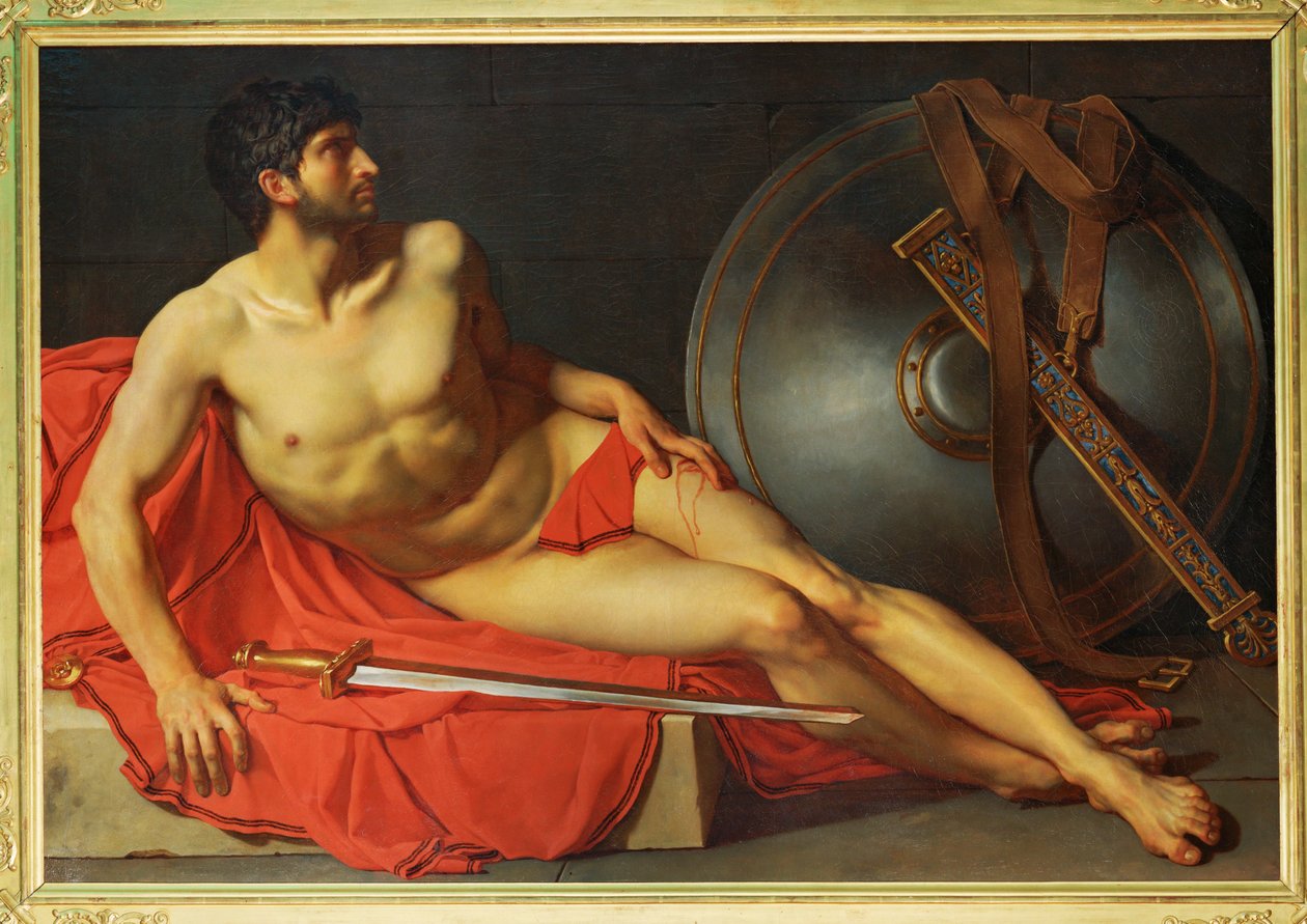 Soldado romano ferido (pintura sobre tela) de Jean Germain Drouais