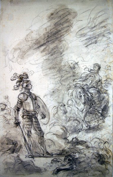 Lidia avança para conhecer Alceste (caneta e tinta, giz e lavagem em papel) de Jean Honore Fragonard