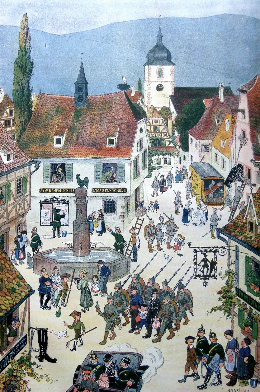 Alemães ocupando a Alsácia (lito colorido) de Jean Jacques Waltz