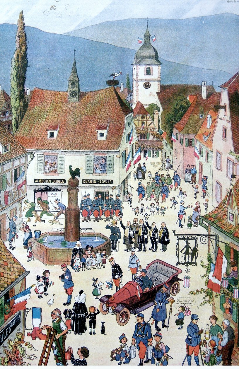 Os franceses entregam a Alsácia (lito a cores) de Jean Jacques Waltz