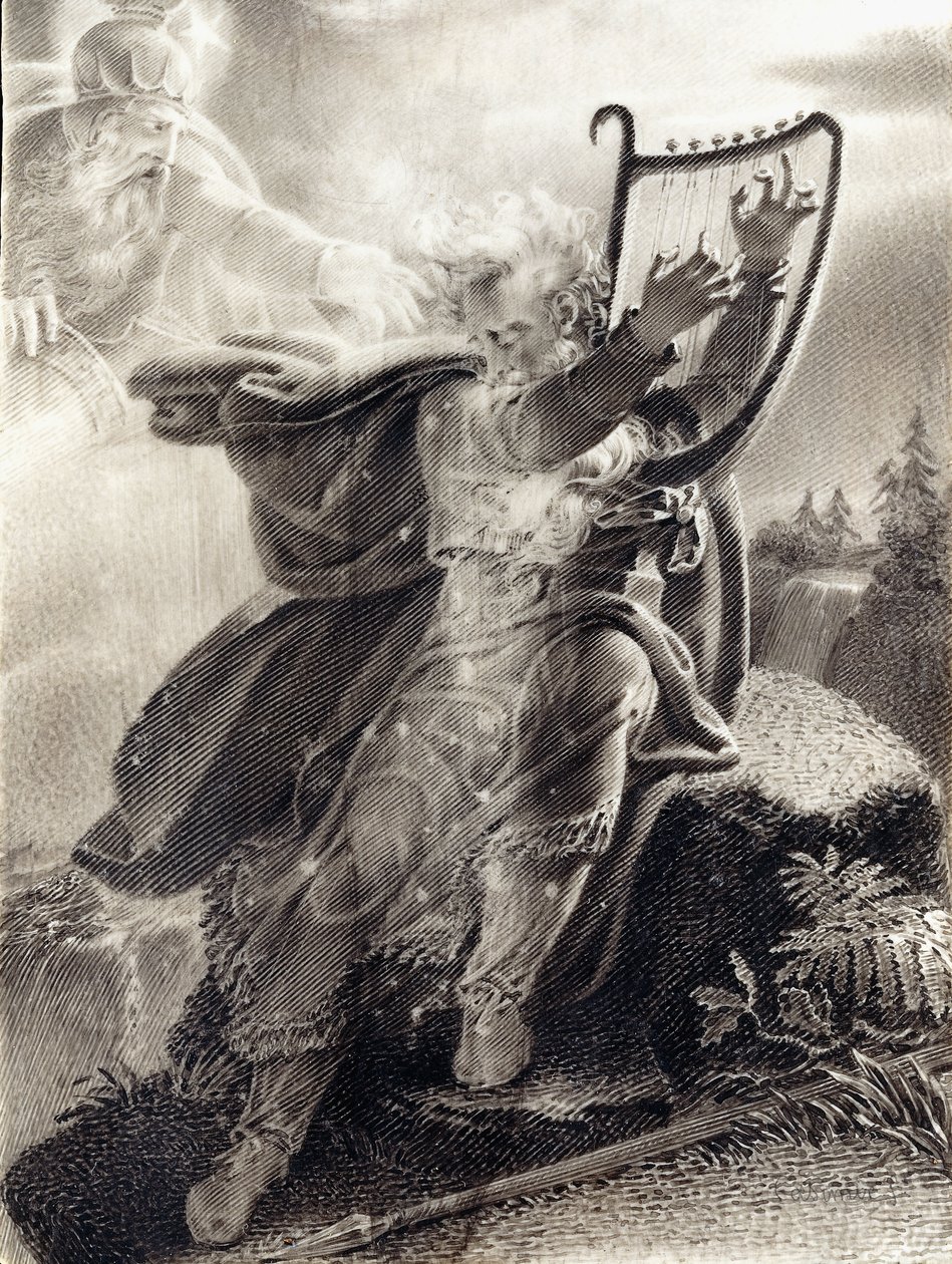 Ossian tocando harpa de Jean Jacques Casimir Karpff