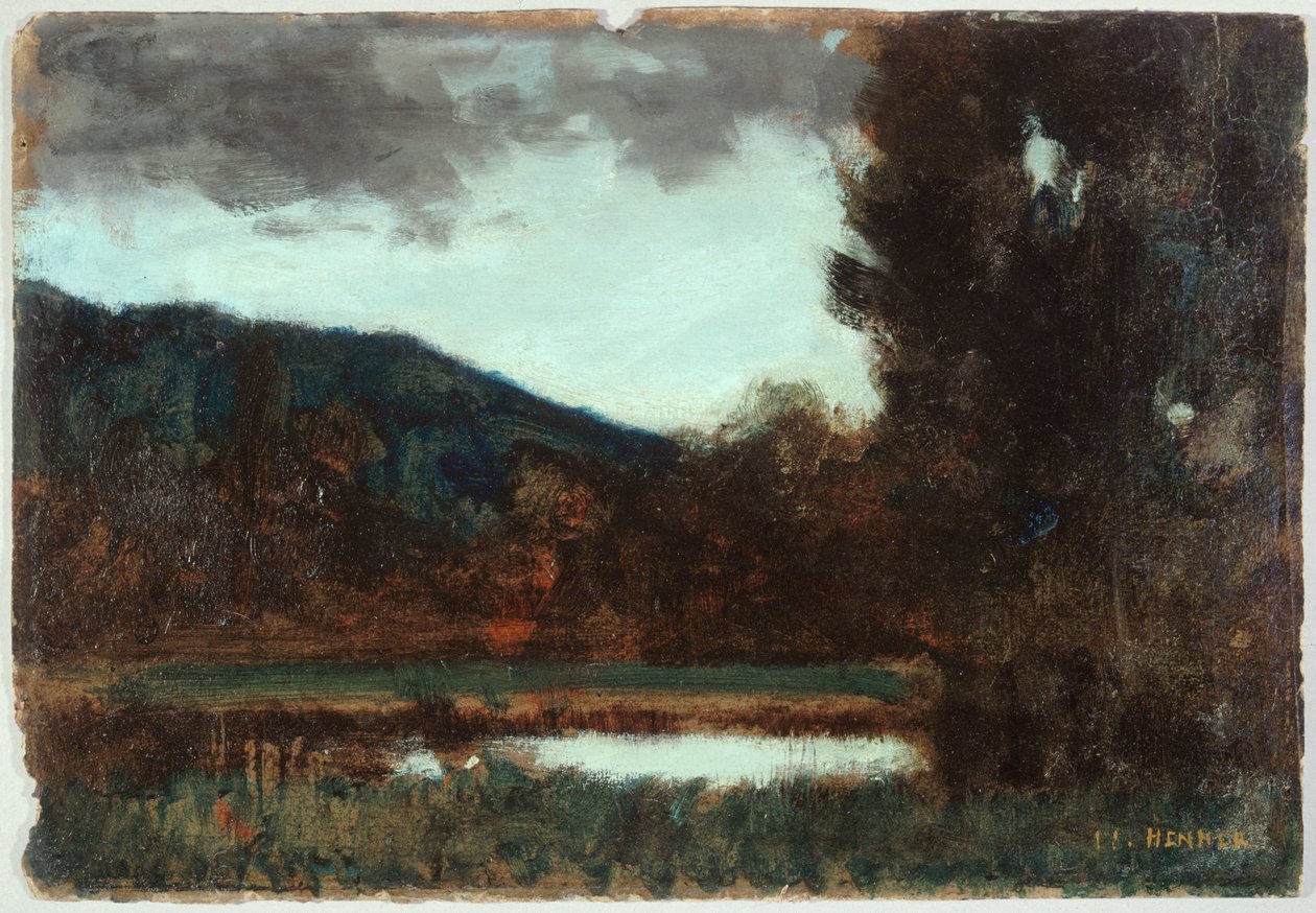Paisagem da Alsácia, crepúsculo, entre 1879 e 1888 (óleo) de Jean Jacques Henner