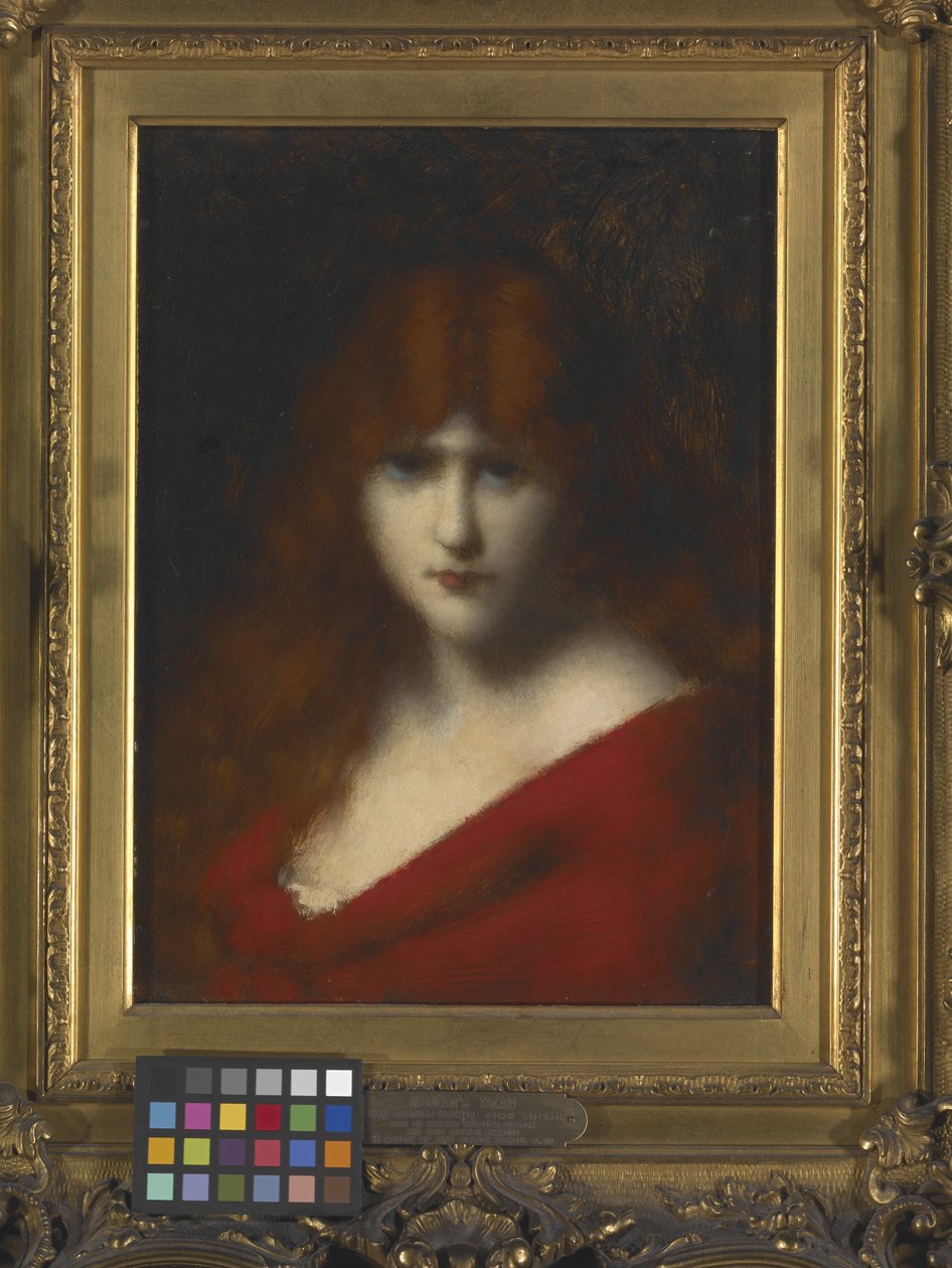 Cabeça de mulher (óleo sobre madeira) de Jean Jacques Henner