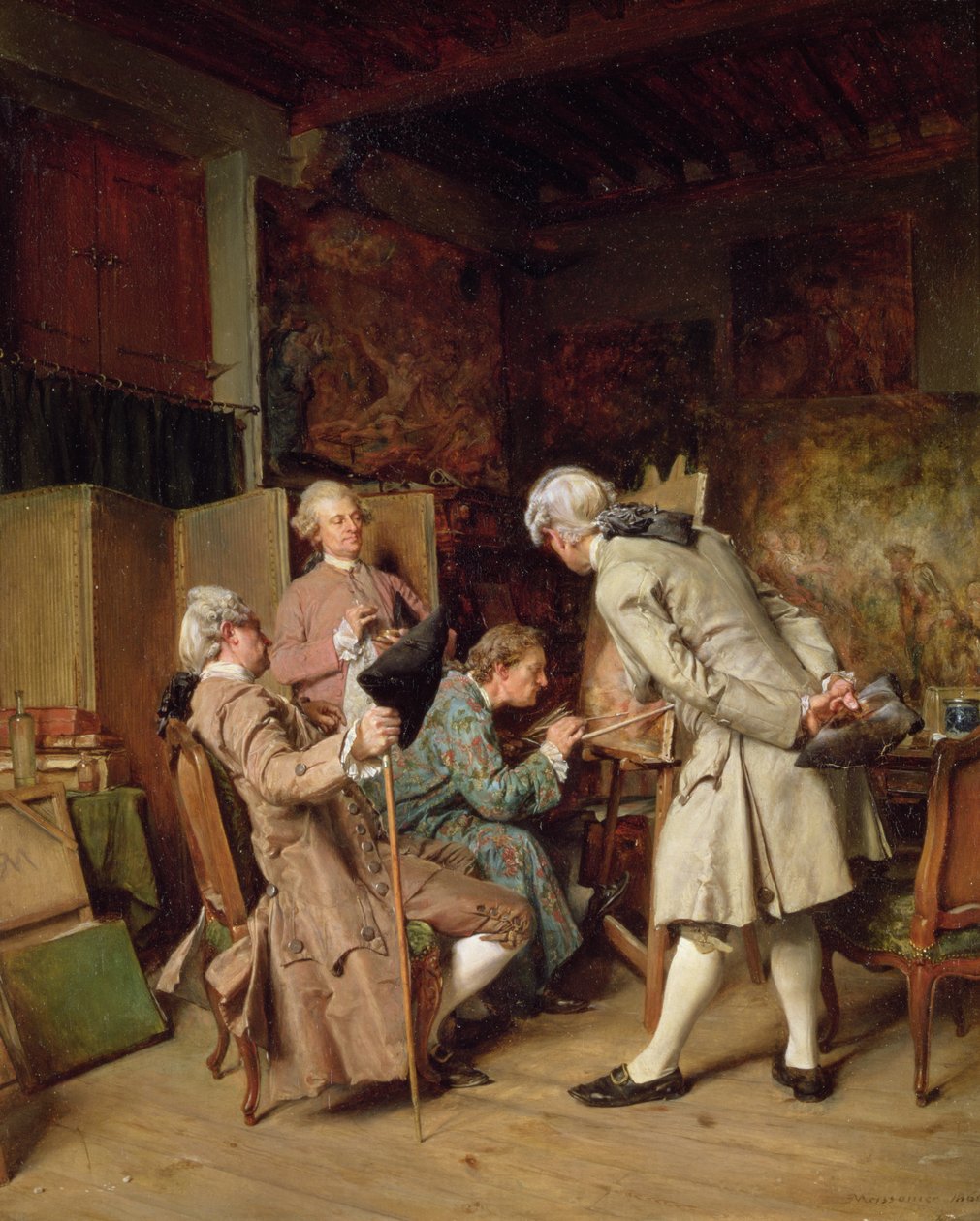Os amantes da arte, ou o pintor, 1860 (painel) de Jean Louis Ernest Meissonier