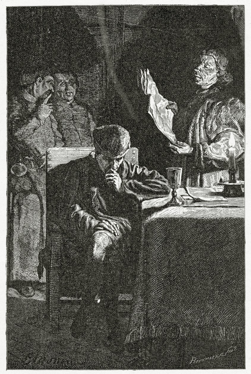 ilustração de Louis XI na Bastilha, século XIX (gravura de bw) de Jean Louis Ernest Meissonier