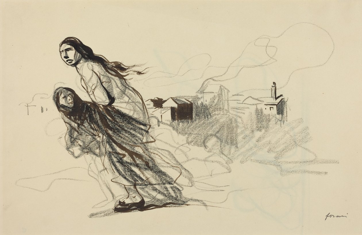 Depois de Douai, provavelmente 1918 (desenho a tinta) de Jean-Louis & Caran D