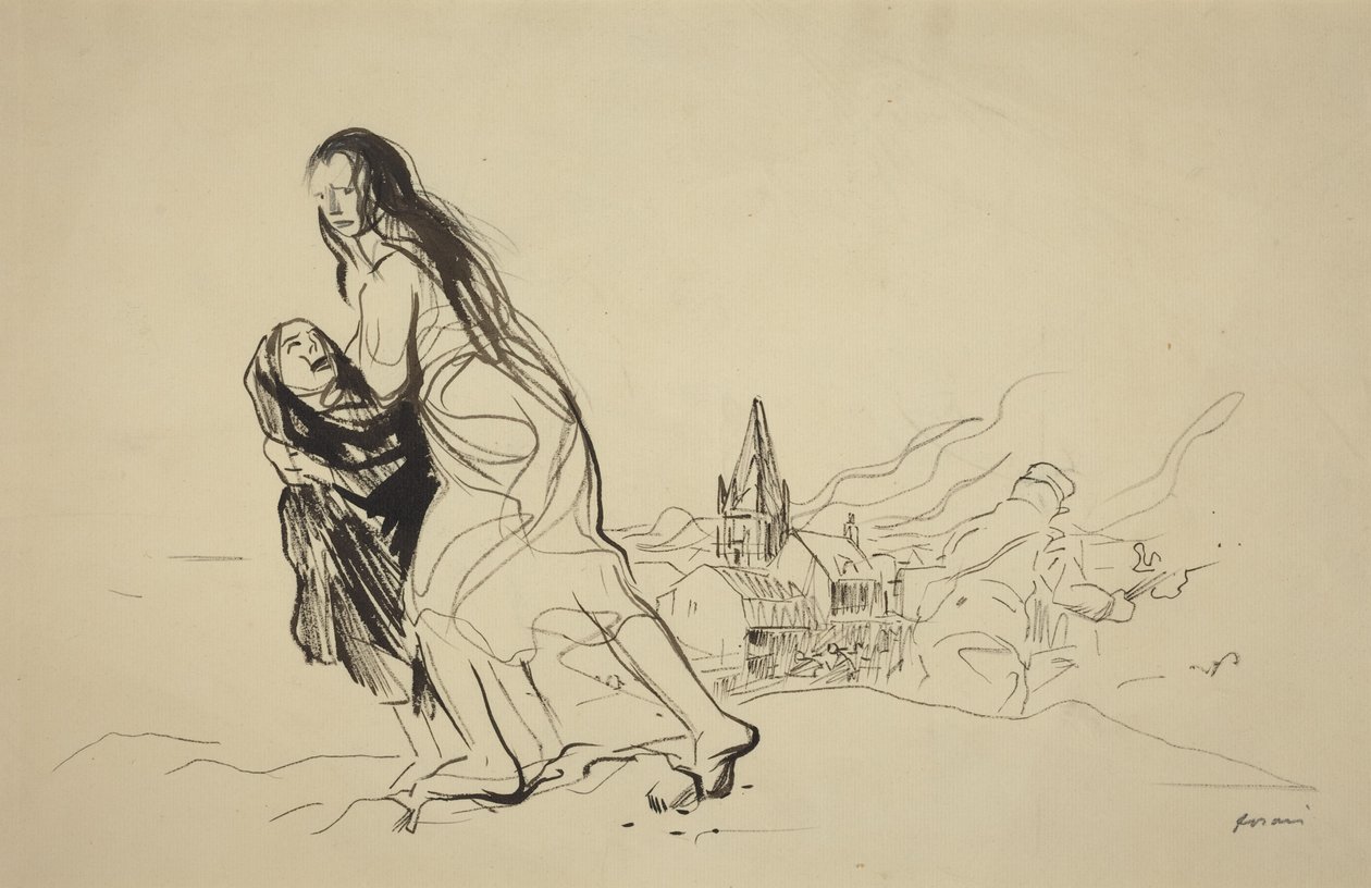 Depois de Douai, provavelmente 1918 (tinta sobre papel) de Jean-Louis & Caran D