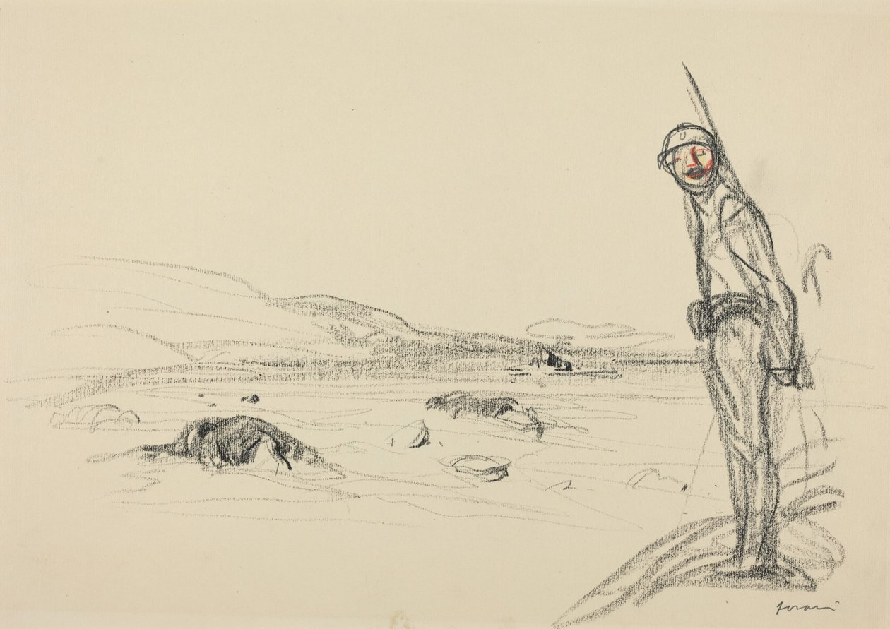 Ao longo do Marne, provavelmente 1918 (lápis de cera sobre papel) de Jean-Louis & Caran D
