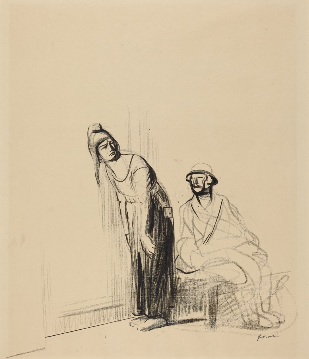 Na Conferência de Paz, c.1919 (tinta sobre papel) de Jean-Louis & Caran D