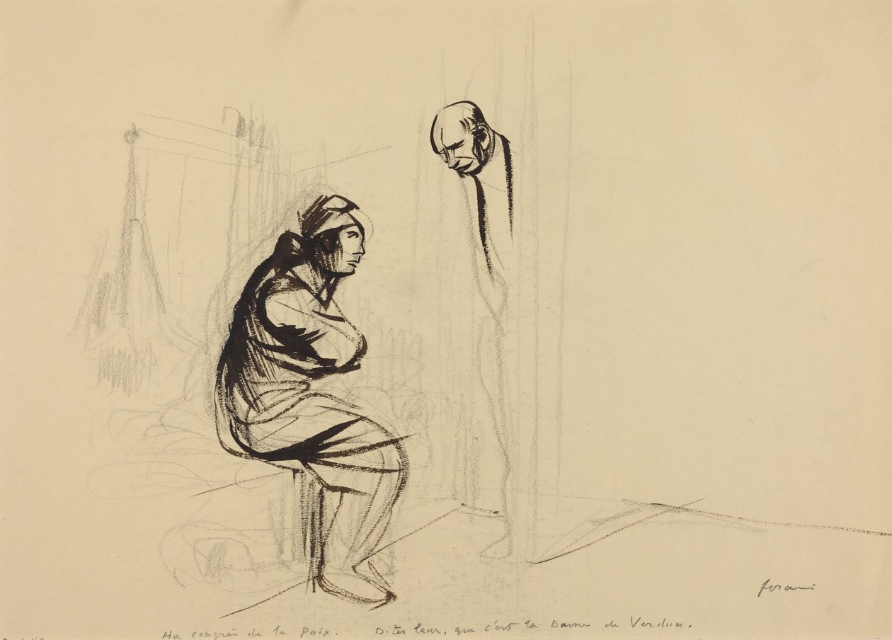 No Congresso da Paz, c.1919 (tinta) de Jean-Louis & Caran D