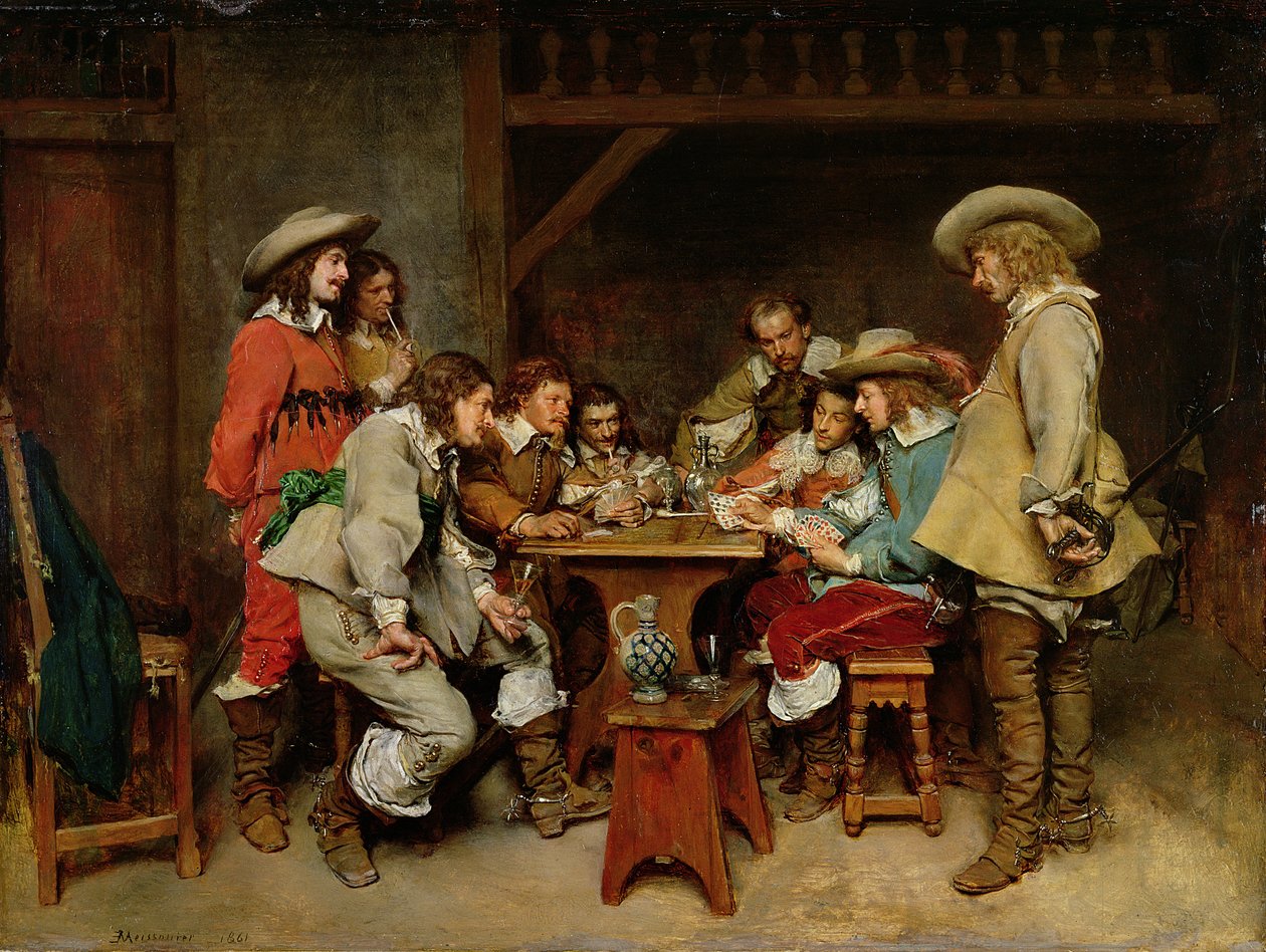 Inocentes e afiadores de cartas: Um jogo de Piquet de Jean Louis Ernest (after) Meissonier